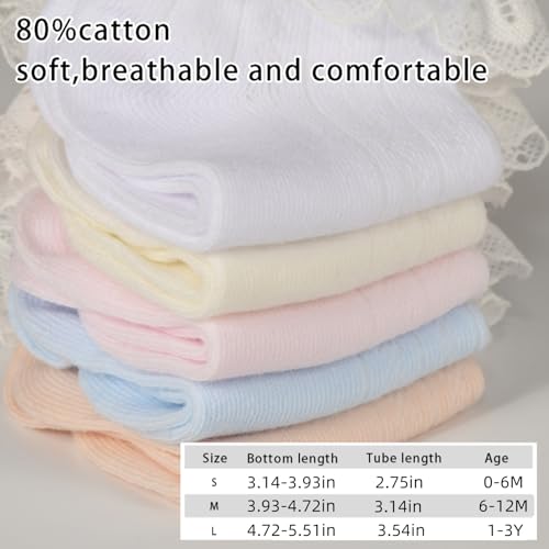 3/5 Pairs Baby Girls Socks - Ruffle Lace Princess Frilly Knit Cotton Newborn Socks2