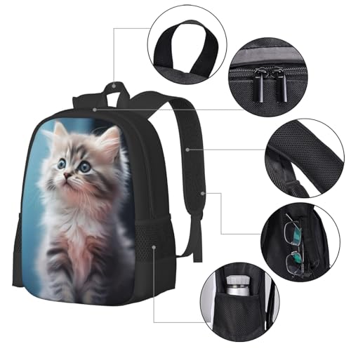 Durable Unisex 17 Backpack Kitten Portrait Fluffy Water Resistant for Work Travel & Outdoor Adventures 17 Inch Devices4