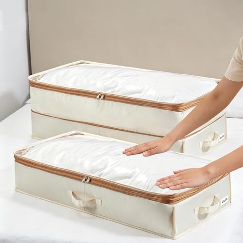 Storage Bags for Clothes with Zipper, Large Capacity Dustproof Moistureproof Reinforced Handle Clothing Storage Bags, Stackable Clear Window Storage Bag for Sweaters Clothing Bedding Blanket (Medium) - image 5