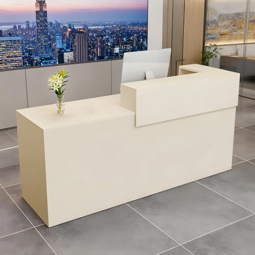CCUKTFN Empfangstheke mit Schublade und offenen Regalen, moderner Empfangstresen 100–240 cm, Rezeptionstheke für Büro, Salon, Lobby und Einzelhandelsgeschäft