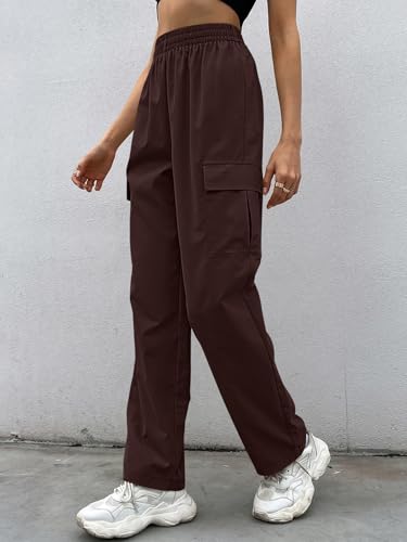 Image of Leriya Fashion Women's Elastic Waist Cargo Pants| Casual Loose Fit Jogger Trousers with Pockets| Lightweight Streetwear Pants for Women