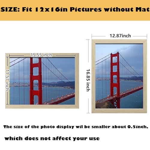 Image of BESCRCL 12x16 Frame Wall Hanging Picture Frames, Natural Woodgrain, 1 Pack