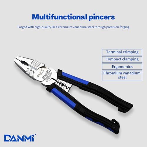 Image of Multifunctional Plier and Wire Stripper, 8 Inch Combination Cutter, Chrome Vanadium Steel Jaws, Comfort Grip Pliers Tool for DIY Electrical Repair & Tools Kit