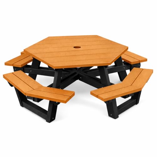 Frog Furnishings Hex Table Bench, Portable Outdoor for All Weather, Backyard, Dining Party, Patio,...