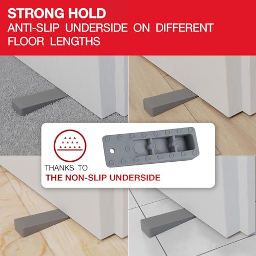 LouMaxx Door Wedge, Set of 3 Door Stopper Floor Grey, Non-Slip Rubber Door Wedge, Door Stopper Wedge, for All Floors - Image 2