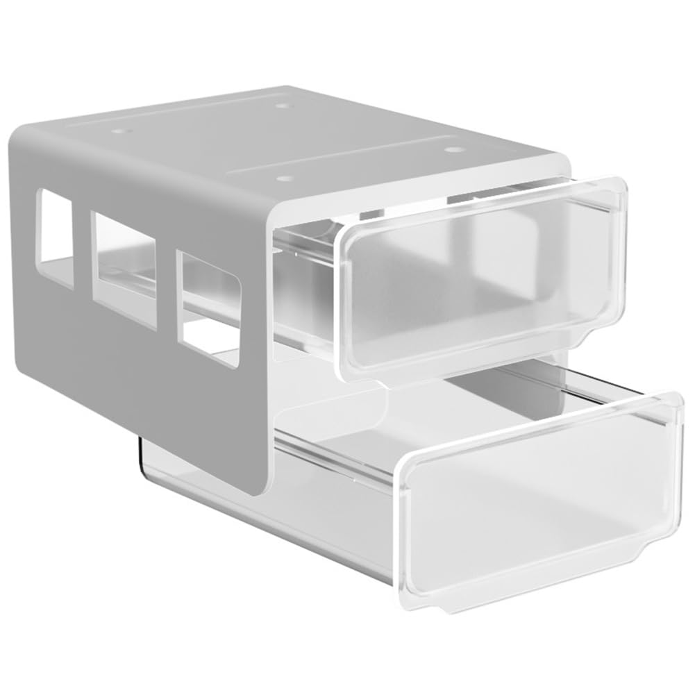UDSKNV[KSL Eco-Friendly Hidden Desk Drawer Organizer Plastic Storage Box Self-Adhesive for Sundries White