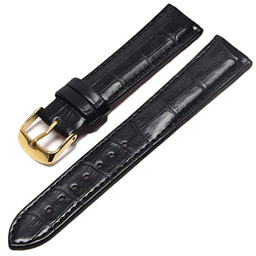 Image of 18mm 20mm 22mm 24mm 26mm 28mm 30mm 32mm Genuine Leather Black Brown Light Brown Blue Silver Rose Yellow Golden Silver Buckle Clasp Watch Band Strap for Men and Women