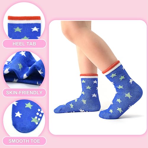 ELUTONG Toddler Socks with Grips Anti Slip Ankle Socks 12 Pairs for 1-7 Years Boys Girls Kids Infant Baby
