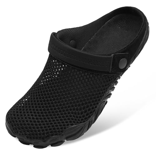 Besroad Quick Dry Slip on Beach Swimming Shoes Pool Comfortable Barefoot Walking Sandals Mesh Black 11.5 Women/10.5 Men