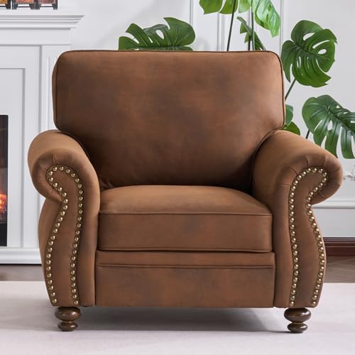 Couchus Mid-Century Modern Single Sofa with Rivet Design (Caramel, Single)