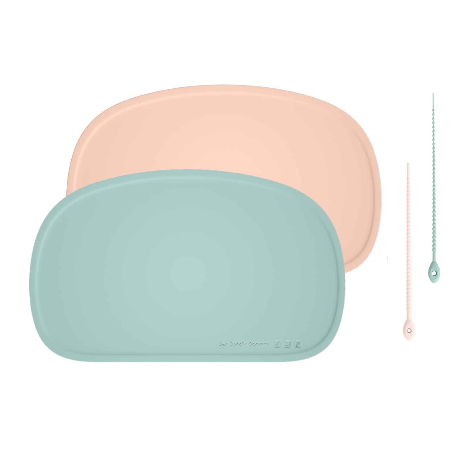 Cuddle Campus Pack of 2 Silicone Placemat with Raised Edges for Kids,Toddlers,Babies, Non-Slip Table Setting Placemat for Dining,Come with String