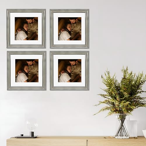Image of Art Street Picture Frames Set of 4 Wall Mounted Premium 3D Photo Frame Vertical & Horizontal Wall Hanging Individual Collage for Home Decor (Silver, Size 10 x 10 inch)