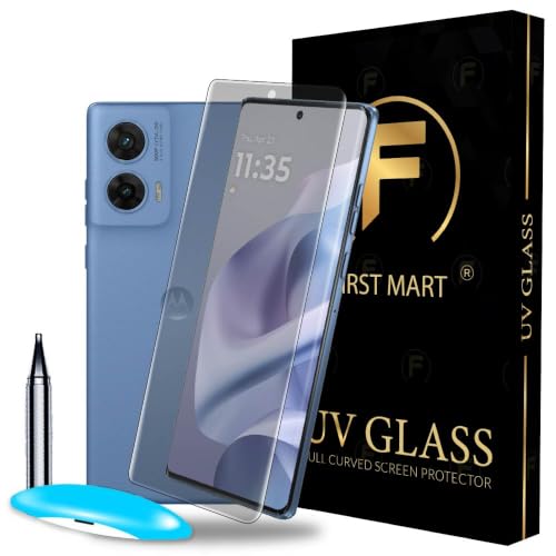 Image of FIRST MART Matte UV Tempered Glass for Motorola G96 | Anti-Glare Curved Screen Protector, 9H Scratch Resistant, Fingerprint Compatible, Case-Friendly | Pack of 1