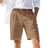 Herren Leinen-Sommerhose mit Bundfalten und Gürtelschlaufen - Elegante...