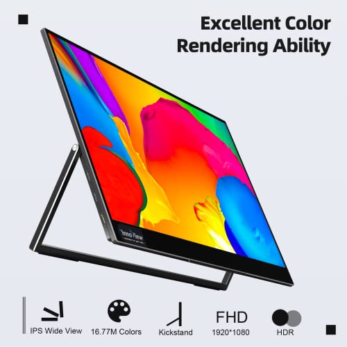 Innoview Portable Monitor For Laptop, 15.6 Inch Fhd 1080P Ips Eye Care Screen With Stand 180° Adjustable, Dual Speaker Travel Monitor For Laptop Pc Mac Phone Ps5/4 Xbox Switch #TOP1