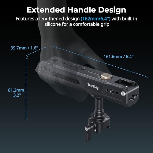 Image of SmallRig Rotating Top Handle with NATO Clamp, Lightweight NATO Top Handle for Camera Cage, Maximum Capacity 15KG, One-Key Rotation 360, with Cold Shoe Mount & 1 /4''-20 Threaded Holes - 4152