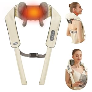 Neck and Shoulder Massager with Heat,Shiatsu Massager for Pain Relief Deep Tissue,Cordless 6D Kneading Massage,Electric Massager to Relieve Neck,Shoulder,Back,Waist,Leg Muscle Soreness(Beige)