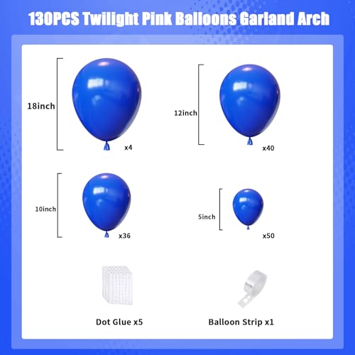 Image of Blue Balloons Arch Kit,130pcs Royal Blue Balloon Garland,Different Sizes Blue Latex Balloons for Graduation Party,Baby Shower,Gender Reveal,Under The Sea Birthday Party Decorations