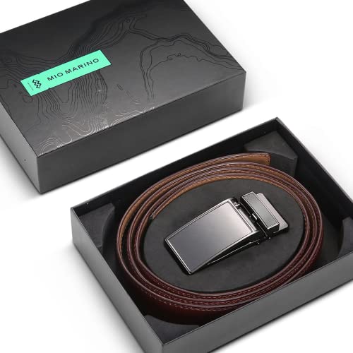 Image of Marino Avenue Ratchet Belt for Men. Adjustable Leather Dress Belt with 38 Easy to Click Into Place Ratchet Closures.