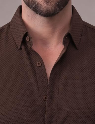 Image of NexaFlair Men's Regular Fit Solid Pattern Laffer Cotton Shirt with Long Sleeve Collared Neck Standard Length and Button Down Closure Type | Mens Casual Shirts | Man's Formal Shirts