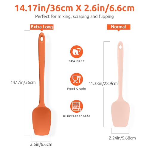Image of U-Taste 14 inch Long Silicone Spoonula, 600F High Temp Spoon Spatula, Orange