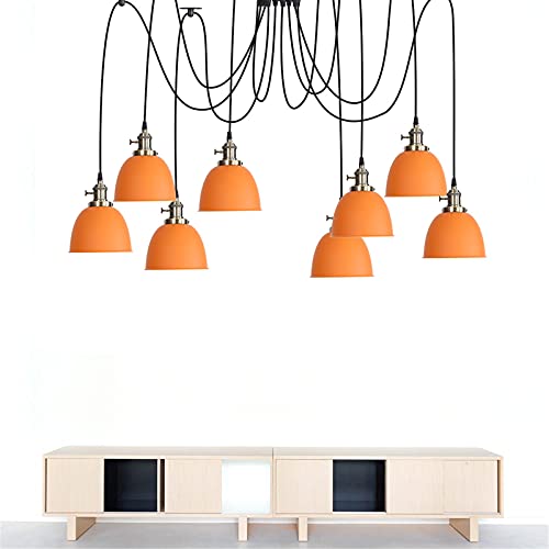 Lustre en métal industriel moderne éclairage suspendu jaune - 2