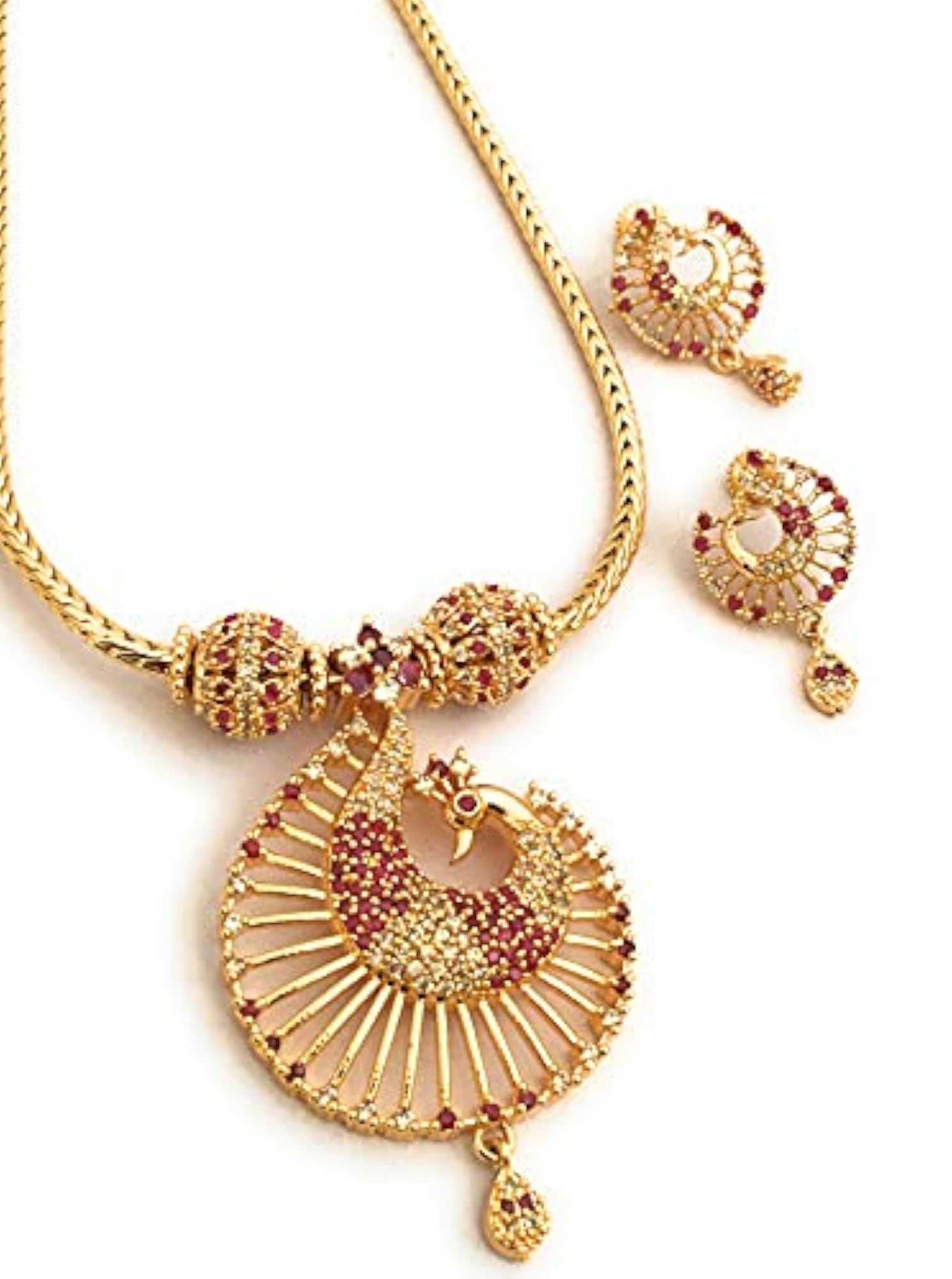 Micro Gold Plated Peacock Pendant Necklace Set