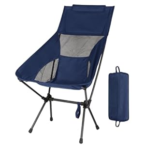 Folding High Back Camping Chair for Outside,Lightweight Camp Chair, Portable Compact for Adults with Carrying Bag, for Hiking Lawn Picnic&Fishing(Navy Blue)