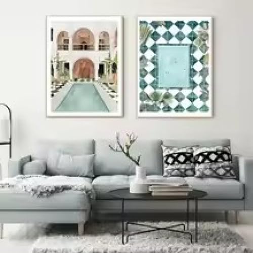 Poster natation plage en toile moderne et tableau decoration interieure 20x35cm