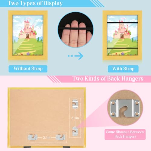 Image of [2-Pack] Kids Art Frames, 8.5x11 Front Opening Kids Artwork Frames Changeable, Milk Yellow Artwork Display Storage Frame for Wall, Holds 50 Pcs, for 3D Picture, Crafts, Children Drawing, Hanging Art,