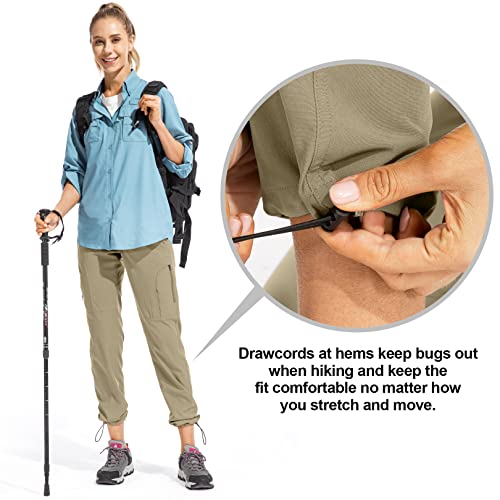 yeyity Wanderhose Damen Leichter Quick Dry Outdoorhose Atmungsaktiv Cargohose UV-Schutz Trekkinghose Funktionshose Jogginghose(6608,Khaki,M)