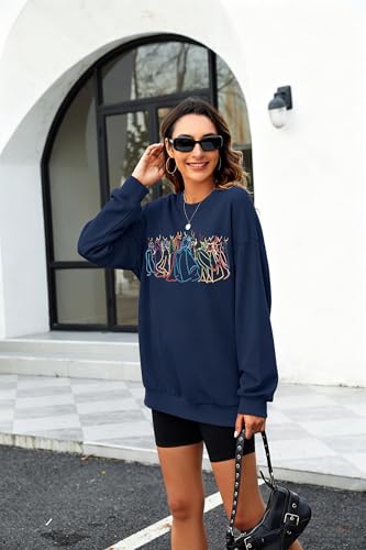 Image of BANGELY Fantastical Sweatshirt Women Cute Embroidered Fantastical Princess Sweater Family Vacation Shirt Long Sleeve Top