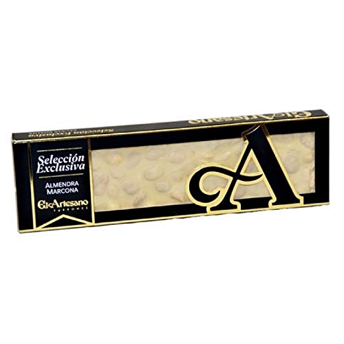 Selección Exclusiva Chocolate Blanco 50% Marcona 220 gr. - El Artesano Turrón de chocolate blanco elaborado artesanalmente con almendras Marcona. Formato de 220 gramos. Sin gluten.