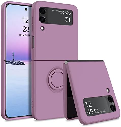 BENTOBEN Samsung Galaxy Z Flip 3 Case, Phone Case Samsung Z Flip3 5G, Slim Silicone Kickstand Ring Holder Shockproof Protetive Bumper Girls Women Cover, Purple