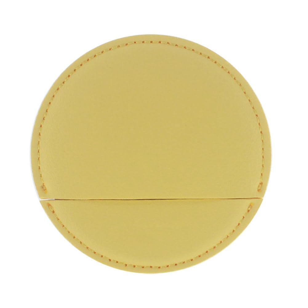 we3 Stainless Steel Unbreakable Small Compact Pocket Mirror Mini Portable Round Mirror with PU Leather Case Cover for Women Men (Yellow)-image-24