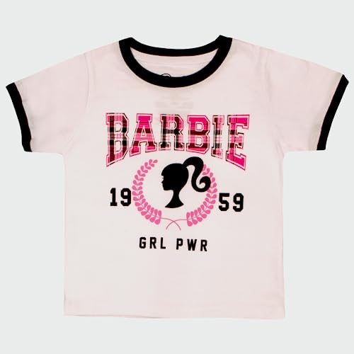 Barbie Girls T-Shirts 2-Pack, Short Sleeve Tees 2-Pack Bundle Set for Girls3