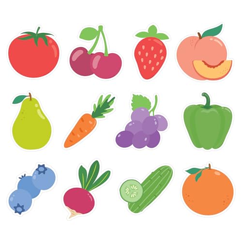 Carson Dellosa Farmers Market 36pc Colorful Fruits and Veggies Bulletin Board Decorations, Assorted Playful Fruit and Vegetable Cutouts for Bulletin Board, White Board, Cork Board, and Classroom Decor