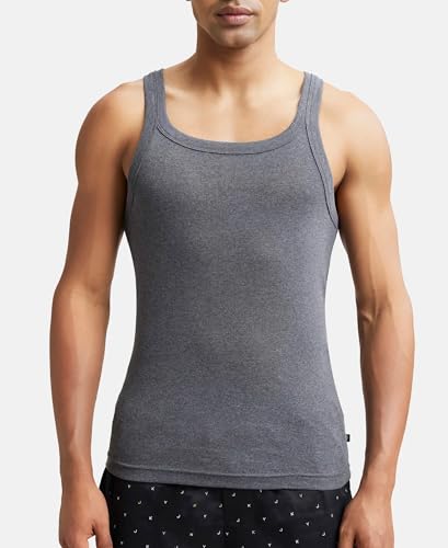 Image of Jockey US26 Men Super Combed Cotton Rib Square Neck Gym Vest