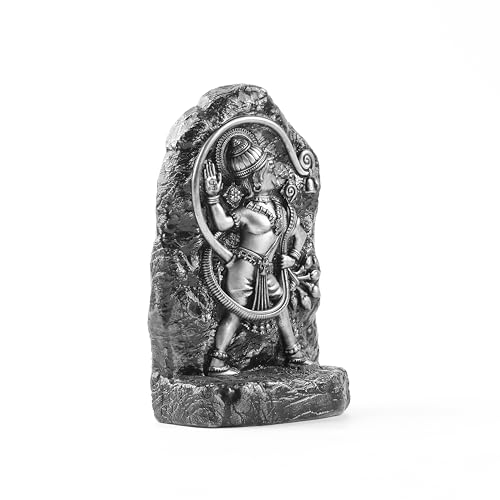 Image of Artarium Kesari Nandan Hanuman Idol Bold Divine Sculpture for Home Temple Decor, Symbol of Strength, Devotion, Protection, and Courage Handcrafted Spiritual Masterpiece (Silver Finish | 6 Inch)