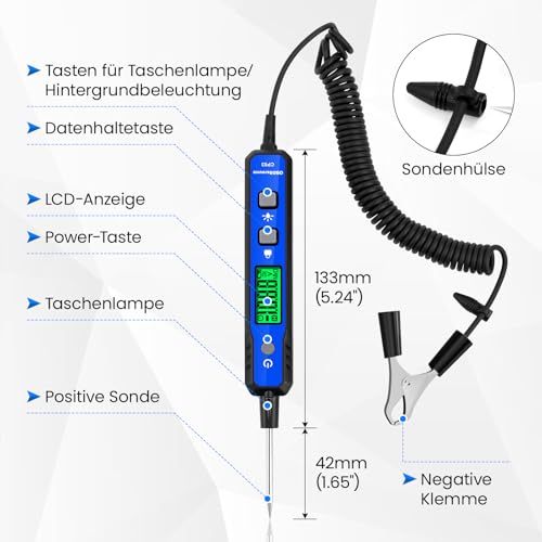 Image of OBDResource Car Voltage Smart Circuit Tester, Power Circuit Probe 0.8-100V DC Voltage Tester Automotive Continuity Test Electrical Tester Car Fuse Tester with Flashlight for Car Battery | 0.8-100V DC Voltage Tester with Buzzer & Flashlight for Car Fuse, Polarity, Resistance and Continuity Test, Wire Diagnostics