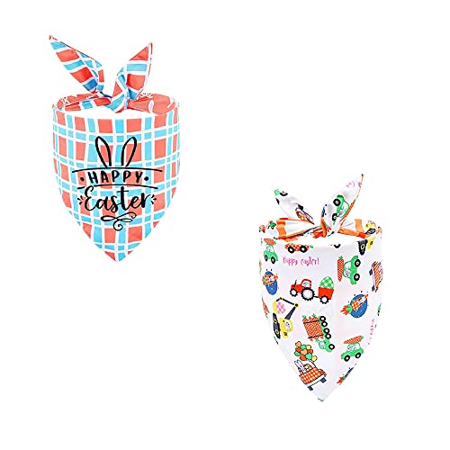 Lot de 2 Bandanas pour Chien de Pâques - Double Face - Impression Classique - Foulard pour Animal Domestique - Accessoires de Vacances pour Chiot, Petits et Grands Chiens et Chats Cover