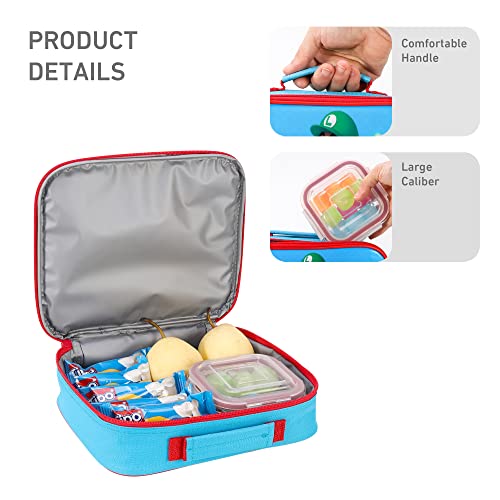 Zawadi Global Super Mario Rectangular Insulated Lunch Box Bag for Boys and Girls, Perfect Size for Packing Hot or Cold Snacks for School and Travel, BPA Free