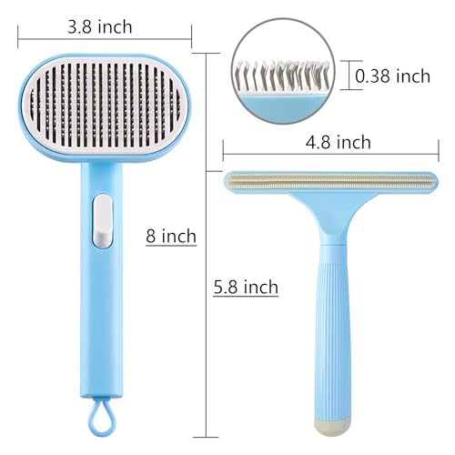 Image of Cat Deshedding Brush Set Cat Brush with Hair Release Button Dogs Cats Pet Grooming Brush Pet Hair Remover for Indoor Cats Furniture and Carpet Cleaning