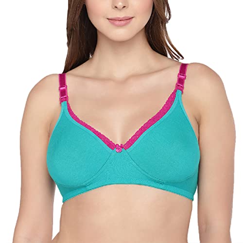 Inner Sense Organic Cotton Bamboo Nursing Bra for Women I High Coverage Feeding Bra with Lace Detailing on Neckline I Non Padded Maternity Wear with Wirefree Design
