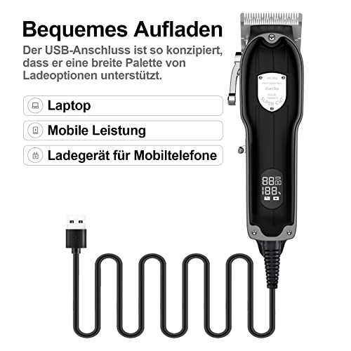 Gerllo Haarschneidemaschine, Haartrimmer Herren, Haarschneider für Kinder/Baby, Elektrisches Haarschneidemaschinen-Set (mit 4 Begrenzungskämmen) Akku Hair Trimmer für zu Hause (Schwarz) - Image 7