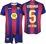 TokyRu Sports FC Barcelona Kit Infantil 5 CUBARSÍ 1ª Equipación 25/26 Réplica Oficial – Conjunto Niño con Camiseta y Pantalón (FR/ES, Edad, 10 años, Regular, Rojo y Azul)
