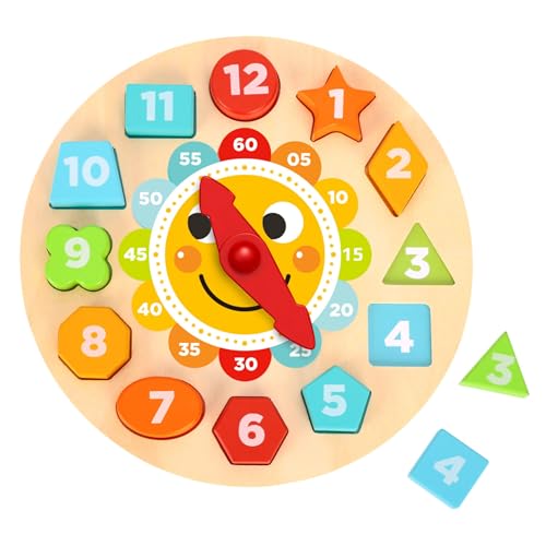 TOYSTER'S Wooden Puzzle Clock – Time Learning & Shape Sorting Toy...