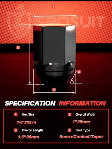 Image of Sposuit M14x1.5 Lug Nuts - Replacement for 2010-2024 Chevy Camaro, 2011-2017 Caprice, 2020-2024 Corvette, 2013-2015 Malibu, 2014-2020 Impala - OEM Factory Style Closed End Black Lug Nut(20 Pcs)