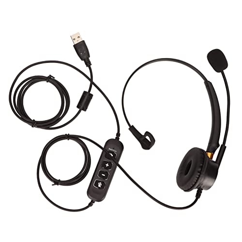 FUZHUI ENC Telephone Headset with Active Noise Cancellation, Single Ear Service Headphone for USB Business, Call Center, Telemarketing, Customer Service, HD Microphone, Soft Ear