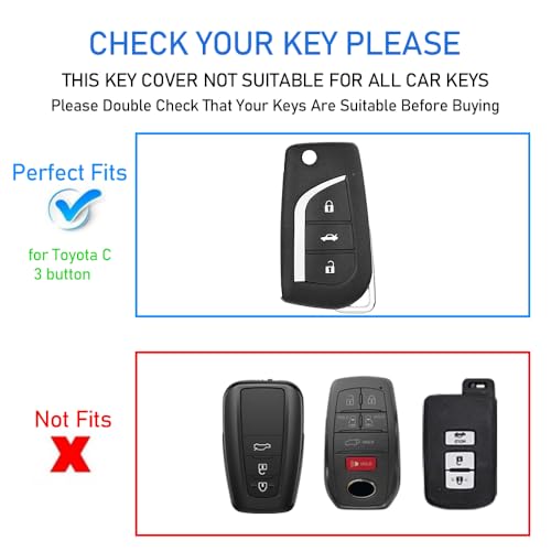 for Toyota Key Fob Cover with Keychain, Leather Sleeve and Aluminum Full Protection Case Compatible with Camry Corolla RAV4 Highlander C-HR Avalon 4Runner by CoyoLeoeo - Image 2